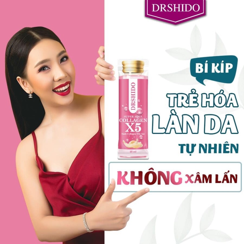 Nước uống Collagen Yến sào COLLAGEN X5 SUPER AQUA DR SHIDO Nhật Bản mờ nám dưỡng da trắng hồng Hộp 14 gói