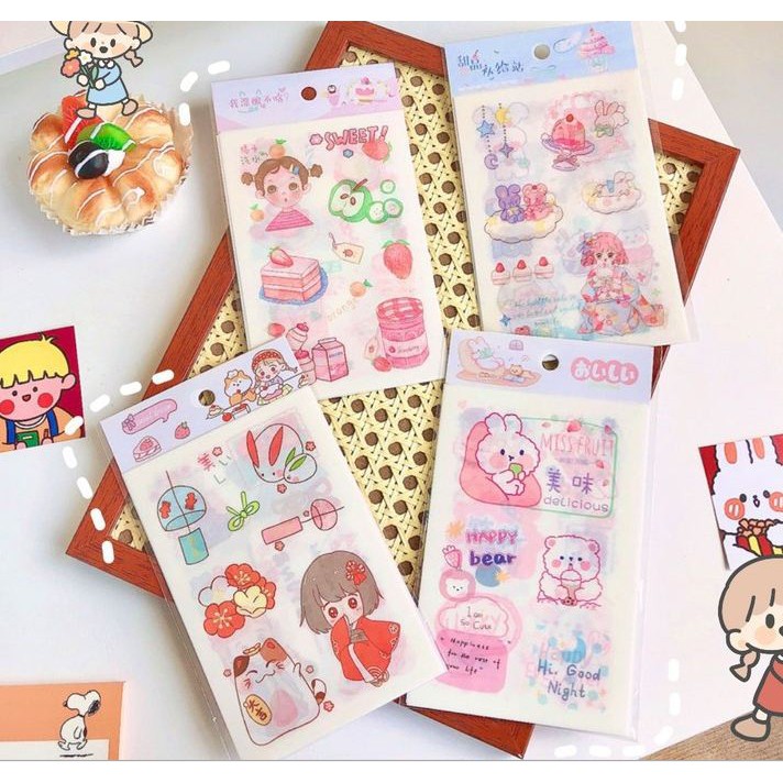 Set 6 tấm sticker washi tape