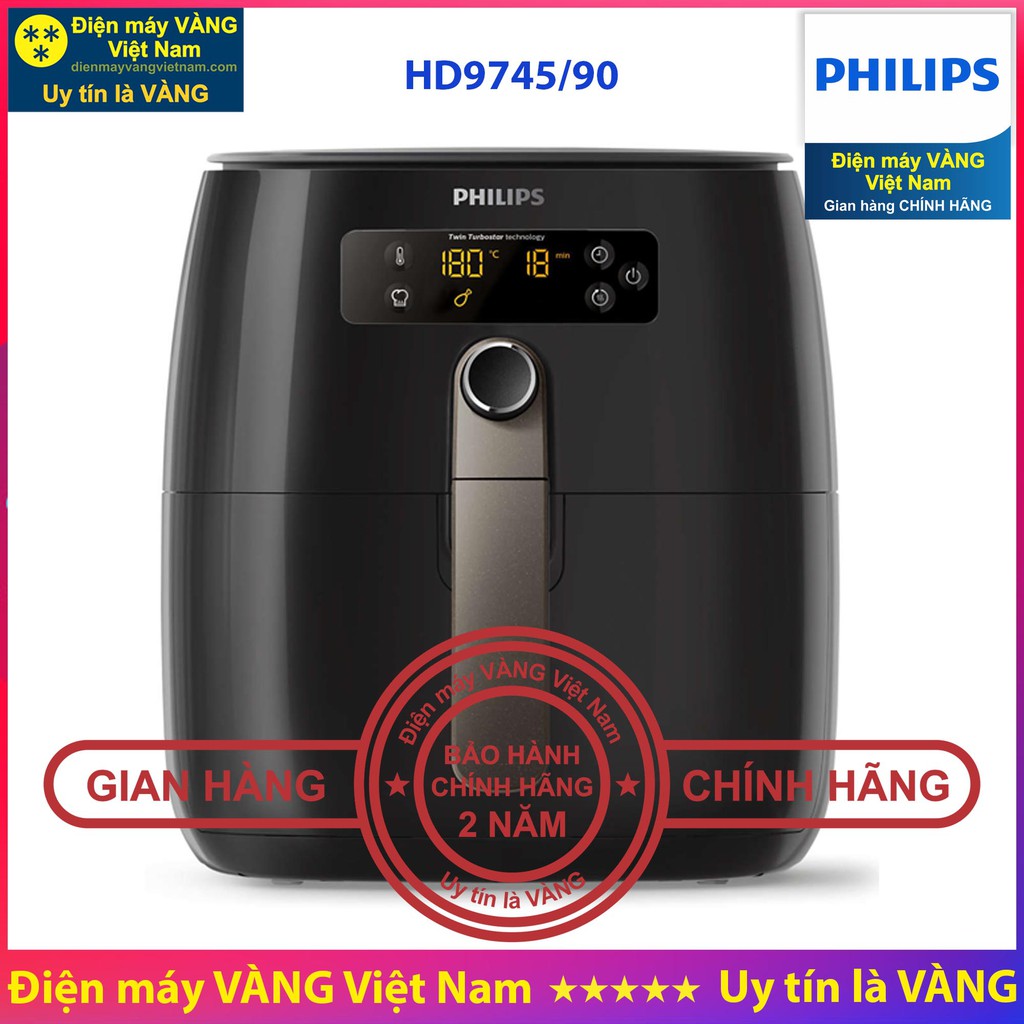 Nồi chiên không dầu Philips HD9200 HD9252 HD9220 HD9745 HD9270 HD9650 HD9860 - Hàng chính hãng, bảo hành toàn quốc 2 năm