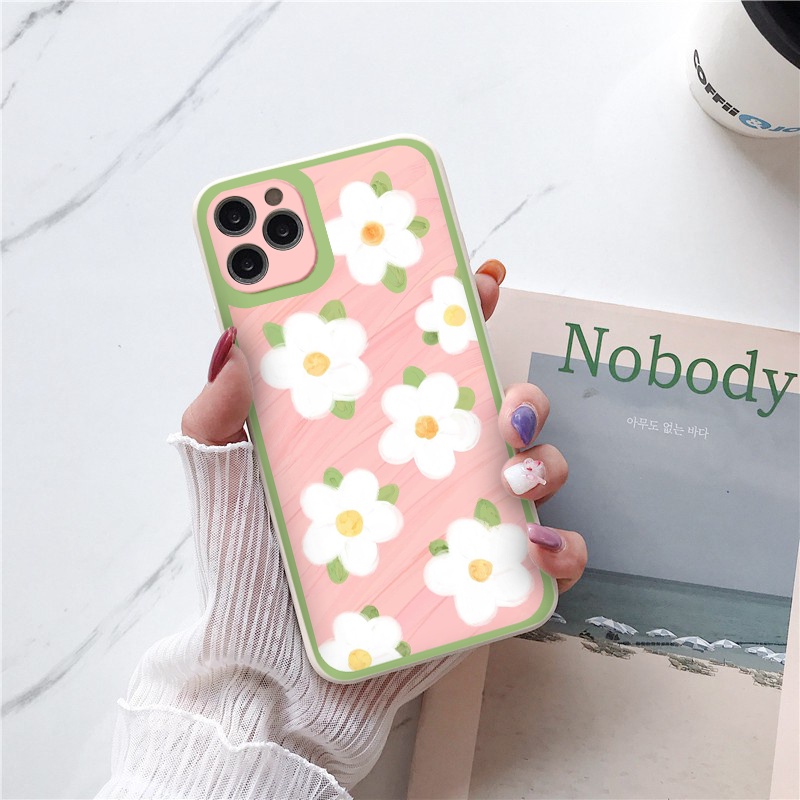 Ốp iphone - Ốp lưng iphone cạnh vuông viền camera Hoa 5 cánh dành cho ip 6 đến 14promax - ng029