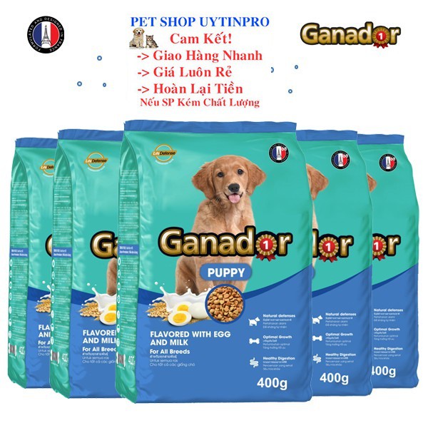 THỨC ĂN CHO CHÓ CON Ganador Puppy Dạng hạt Vị Trứng và Sữa Túi 400g Thương hiệu từ Pháp