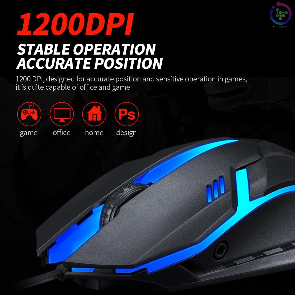 Chuột Gaming T-Wolf V1 Có Đèn Led 3 Nút 7 Màu 1200 Dpi