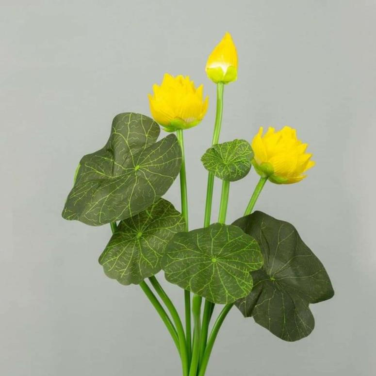 Cụm hoa sen nhí hoa giả trang nhã tuyệt đẹp, hoa lụa trang trí phòng khách, bàn lễ