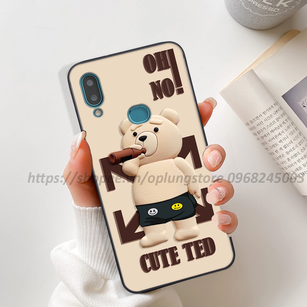 Ốp Samsung A10s in bộ hình 3D gấu cute cool ngầu giả nổi