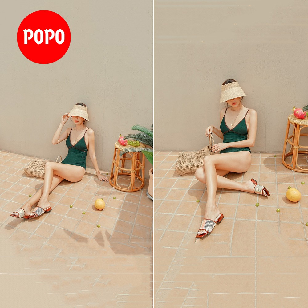 Đồ Bơi Nữ 1 Mảnh POPO SW969 bikini hai dây gợi cảm xanh rêu