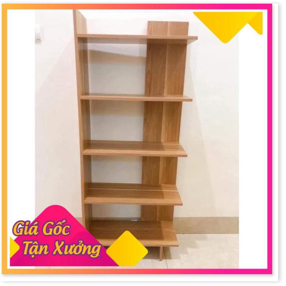 Kệ sách gỗ 5 tầng đa năng bằng gỗ cứng cực đẹp, kệ góc tường gỗ công nghiệp chống ẩm cao cấp