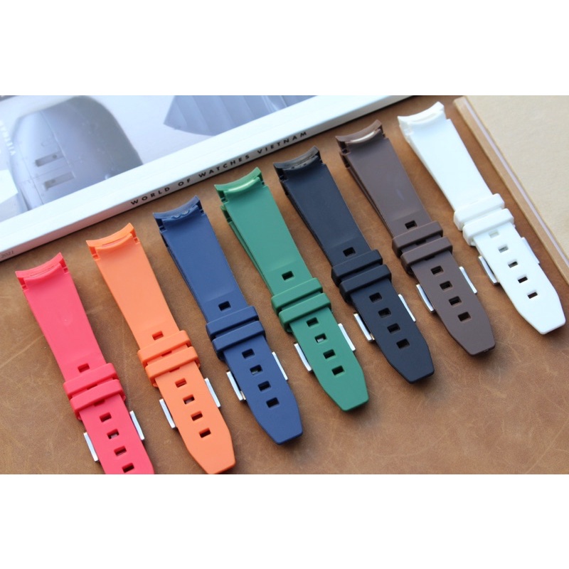 DÂY ĐỒNG HỒ CAO SU FITLUG DÀNH CHO CASE ROLEX SIZE 20 VÀ 21, TẶNG KÈM TOOL THAY DÂY VÀ CHỐT