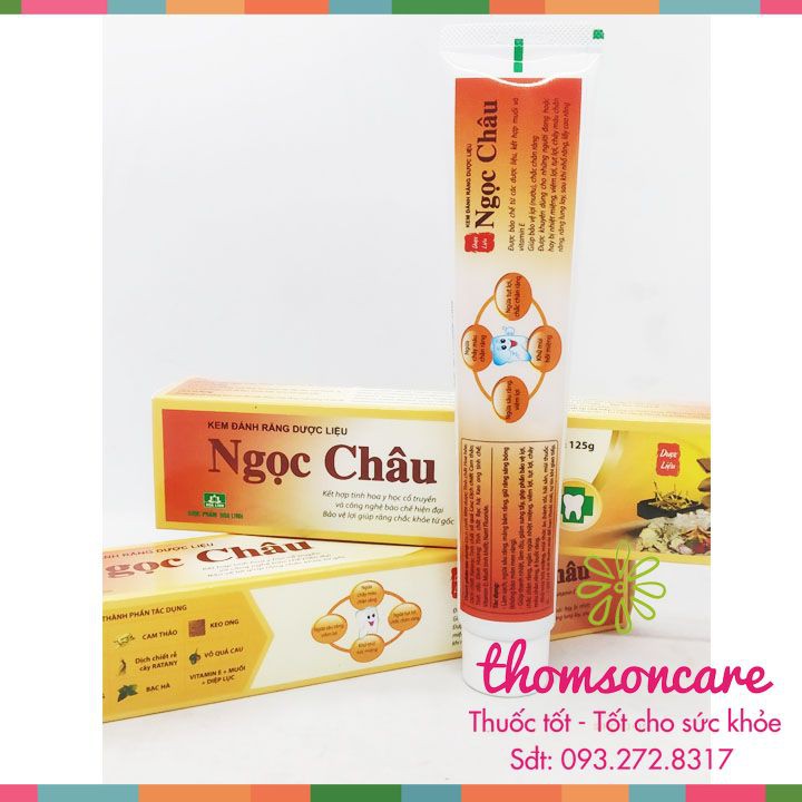 Ngọc Châu kem đánh răng dược liệu Tuýp 125g - bảo vệ răng miệng - giúp hơi thở thơm mát