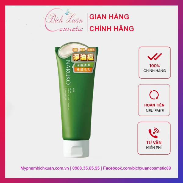 Sữa Rửa Mặt Naruko Tràm Trà Tea Tree Purifying Clay Mask and Cleanser In 1 120 gr Bản Đài