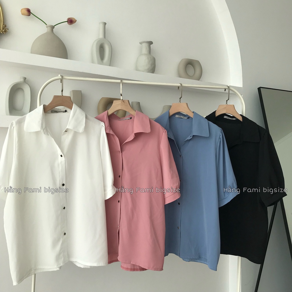 Áo sơ mi cộc tay khuy hình hoa bigsize (A434) (size 65kg - 98kg ) [Hằng Fami bigsize]