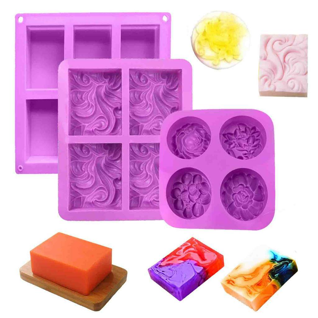Khuôn làm bánh xà phòng 4/ 6 ngăn tạo hình bông hoa bằng silicone