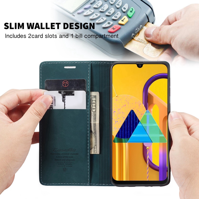 Ốp điện thoại da nắp gập kiểu ví kèm giá đỡ sang trọng thời trang cho SAMSUNG GALAXY M30S M30 M21 M20 M10