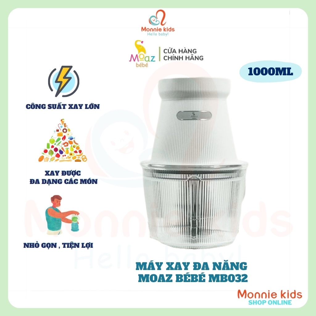 Máy xay đa năng Moaz Bébé MB032, Máy xay mini ăn dặm cho bé 1000ml Monnie Kids