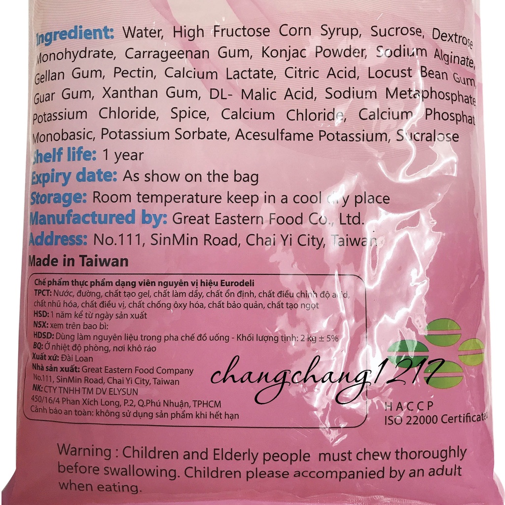 Thạch Ngọc Trai (Trân Châu) Trắng Eurodeli 3Q Gói 2kg