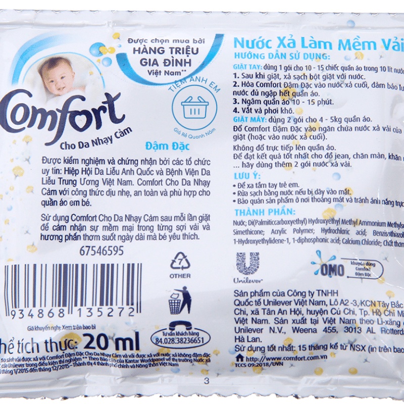 Dây Nước xả vải Comfort   - Cho Da Nhạy Cảm, Bella, Sophia, Nắng Mai, Ban Mai