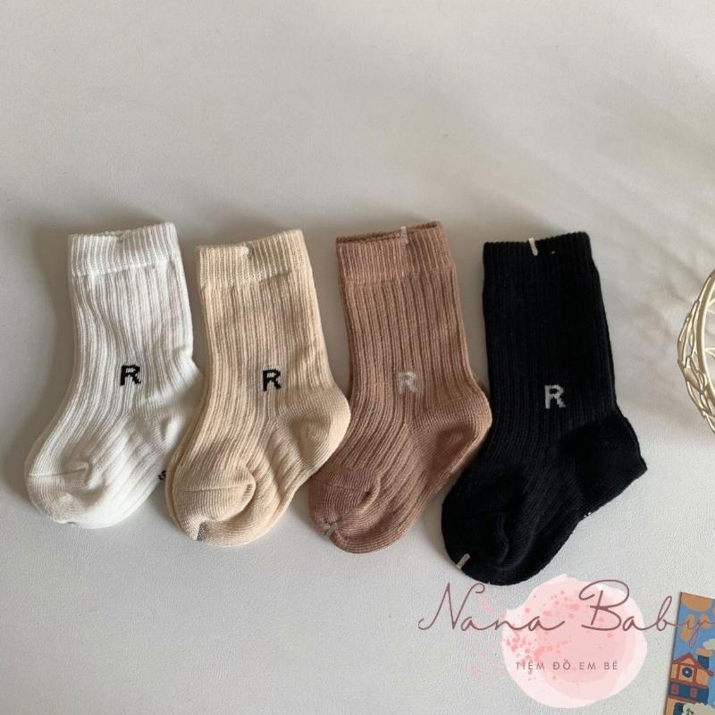 Tất cho bé NANABABY98 chất liệu len in chữ R dễ thương cho bé trai và gái Vớ dành cho trẻ em từ 0 đến 3 tuổi T32