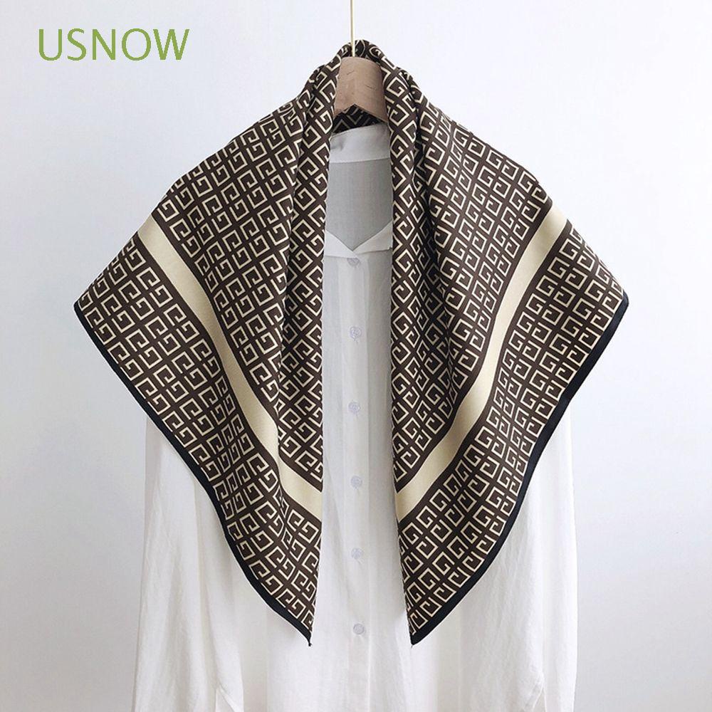 Khăn choàng cổ hình vuông bằng lụa in họa tiết hình học phong cách Hàn Quốc cổ điển thời trang cho nữ