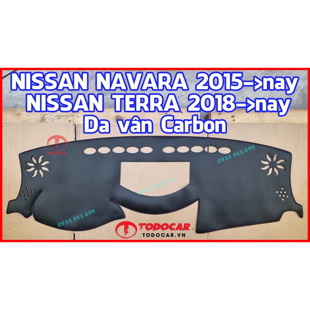 Thảm Taplo NISSAN NAVARA bằng Nhung lông Cừu hoặc Da vân Carbon, Da vân Gỗ