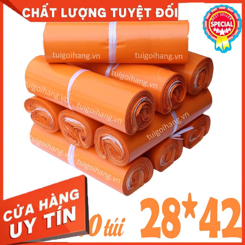 10 Túi Niêm Phong Cam 28x42cm Bóng Mịn Gói Hàng Siêu Nổi Bật [GIÁ RẺ]🌈💧