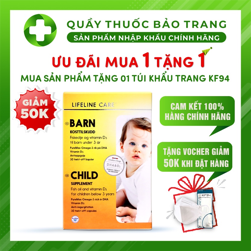 [Chính Hãng] Dầu cá kim cương, DHA và vitamin D3 cho bé từ 1 tháng tuổi - Lifeline Care Barn