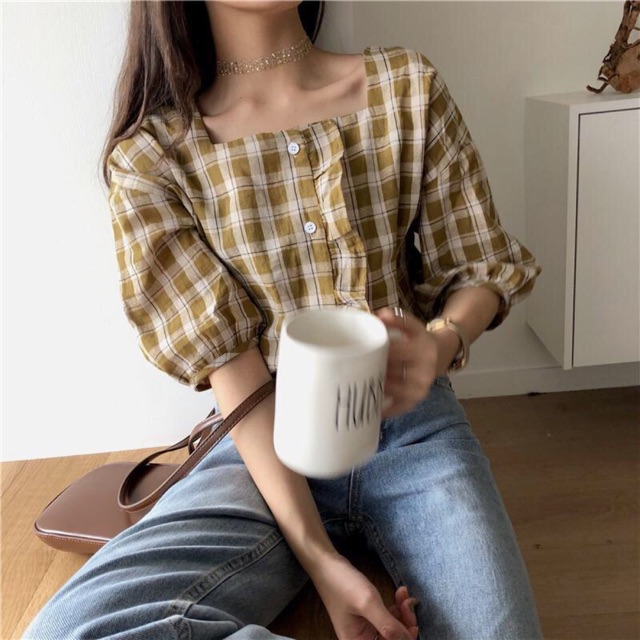 Áo kẻ trẻ trung( oder 3-5h quảng châu) mã 159