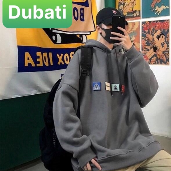 ÁO KHOÁC NỈ HOODIE NAM NỮ HỌA TIẾT HOẠC HÌNH STICKER LOGO PATCH NHẬT BẢN FROM RỘNG- DUBATI FASHION