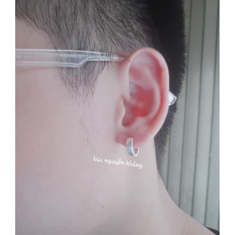 10mm, 1 chiếc khuyên tai bạc tròn trơn không gắn đá