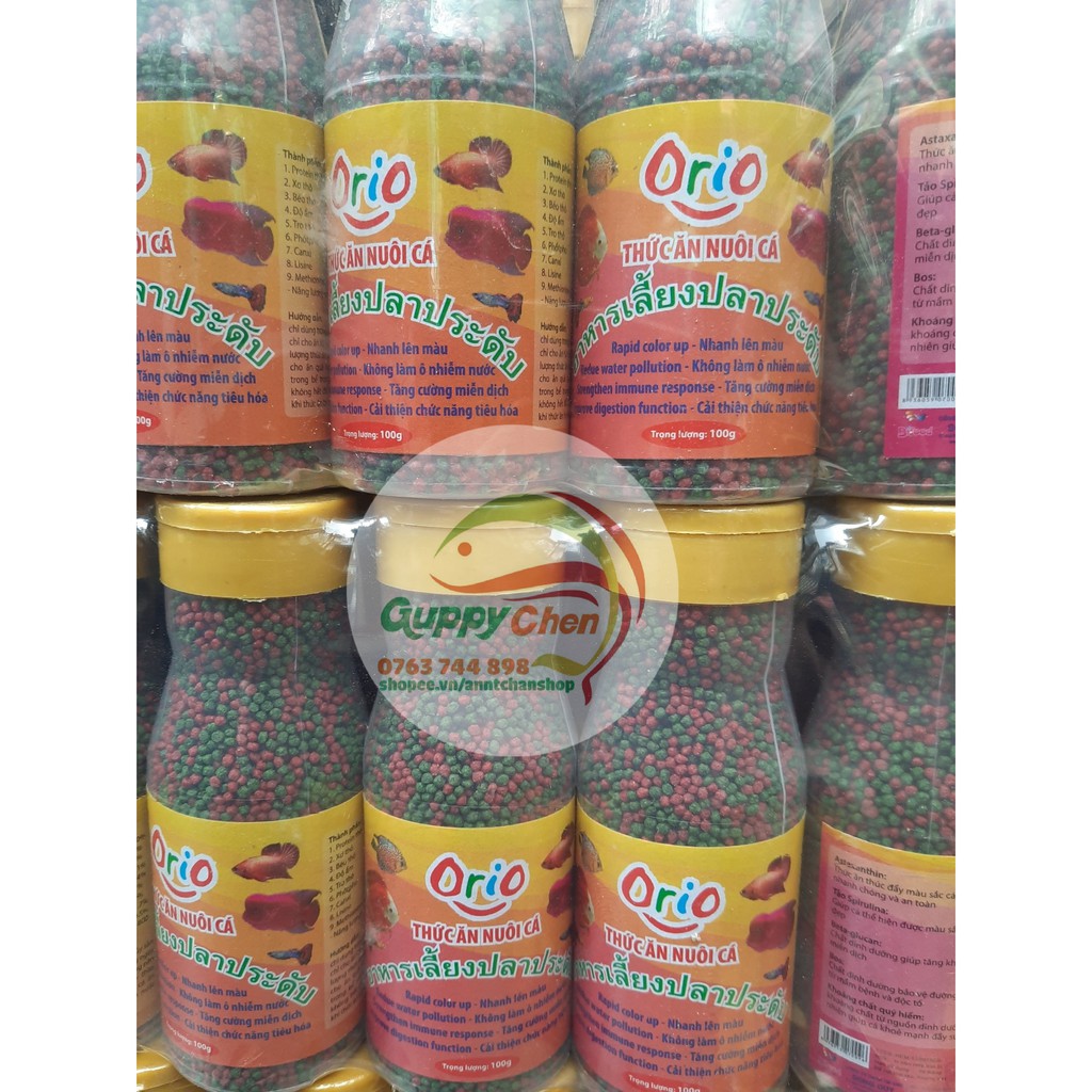 CÁM THÁI ORIO CHAI VÀNG 100GR CHO GUPPY, 3 ĐUÔI, BETTA, CÁ CẢNH