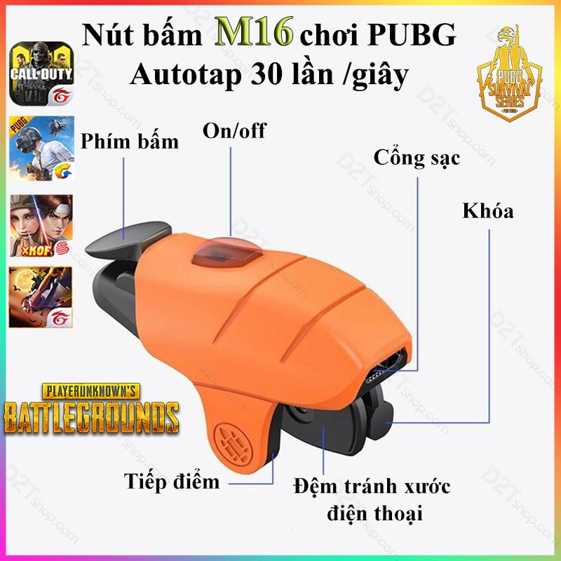 [Mã ELFLASH5 giảm 20K đơn 50K] Nút bấm game PUBG M16 Pro tự động autotap 30 lần/ giây, siêu nhanh, siêu nhỏ gọn