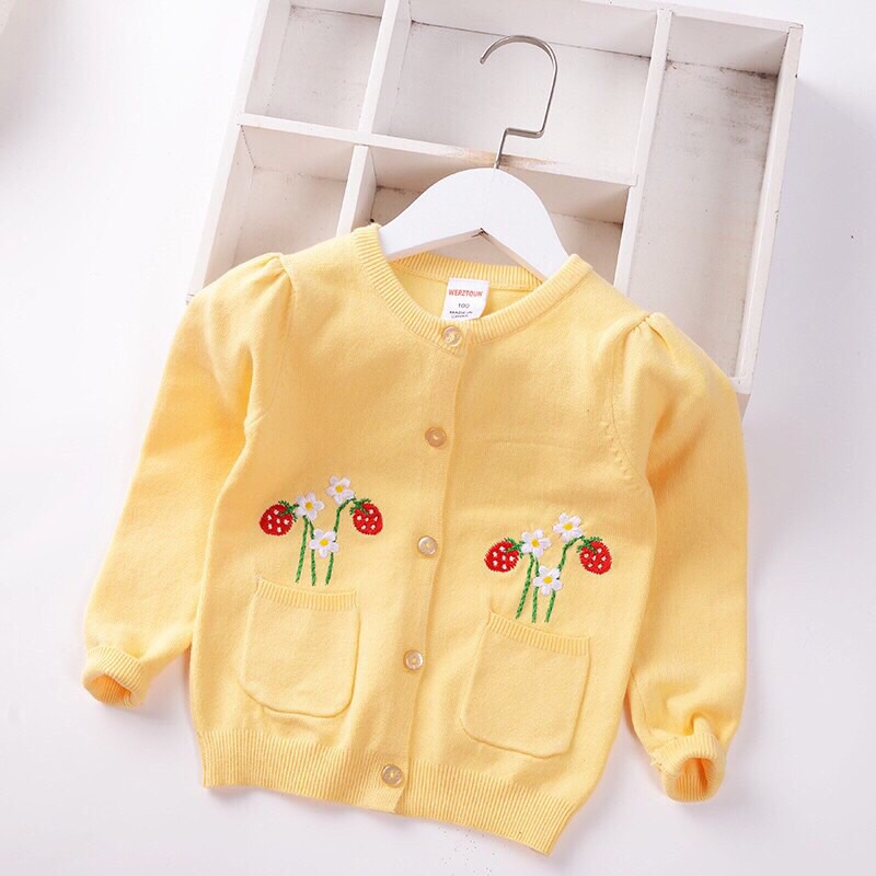 Áo len cài cúc bé gái 2-7 tuổi
