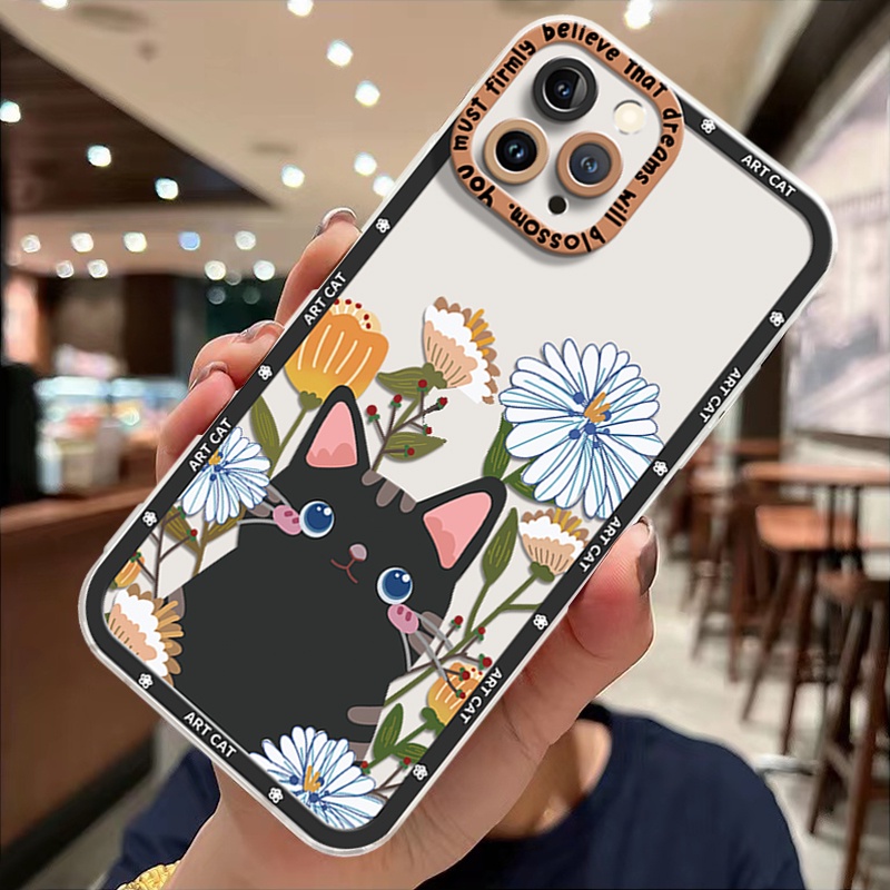 Ốp Điện Thoại Silicon TPU Mềm Trong Suốt Chống Sốc In Hình Mèo Dễ Thương Cho IPhone 14 13 12 11 Pro XS Max X XR 8 7 6 6S Plus