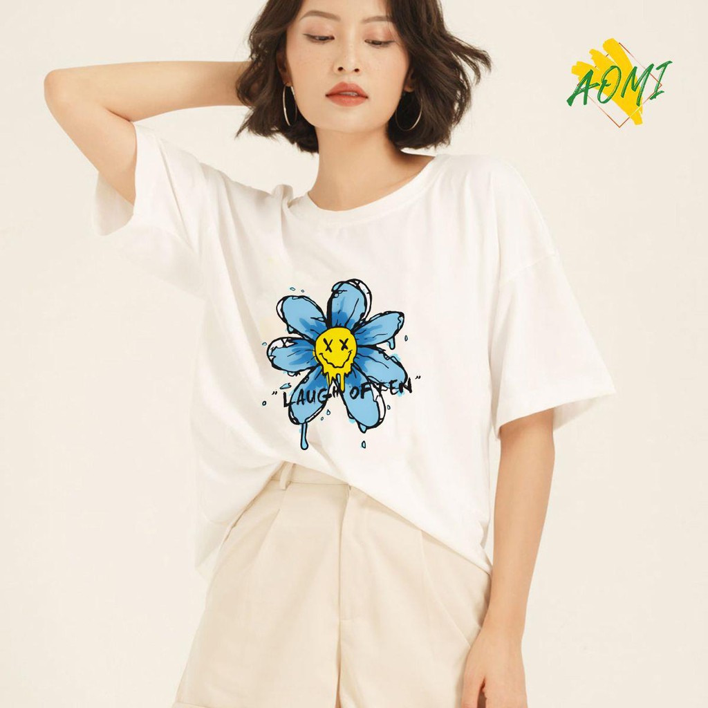 ÁO THUN UNISEX AOMI HOA HẢI ĐƯỜNG JACK J97 ĐOM ĐÓM TAY NGẮN TAY LỠ NAM NỮ CHẤT LƯỢNG CAO