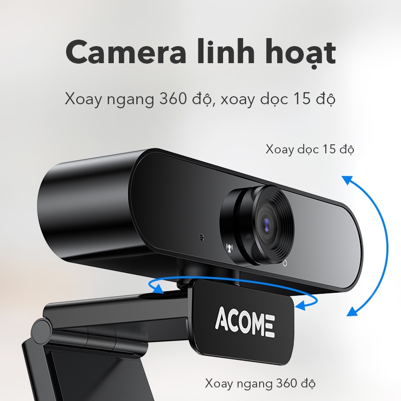 Webcam Máy Tính ACOME AWC11 Có Mic Camera Full HD 1080P Ảnh Siêu Nét Dùng cho PC Laptop Hỗ Trợ Học Online Video Call