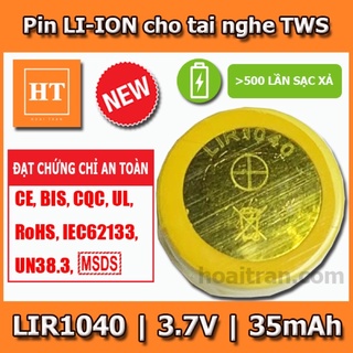 Mua Pin nút Li-ion 3.6V LIR1040 35mAh (Lithium ion) cho tai nghe Bluetooth TWS  có thể sạc lại được