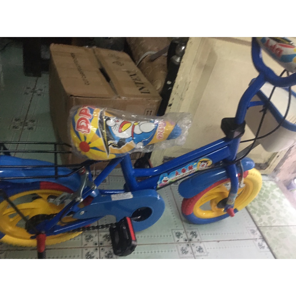 Xe đạp DOREMONE cho bé 2-3-4-5-6 tuổi màu xanh / hồng, bánh 12/14 inch có chuông và 2 bánh phụ
