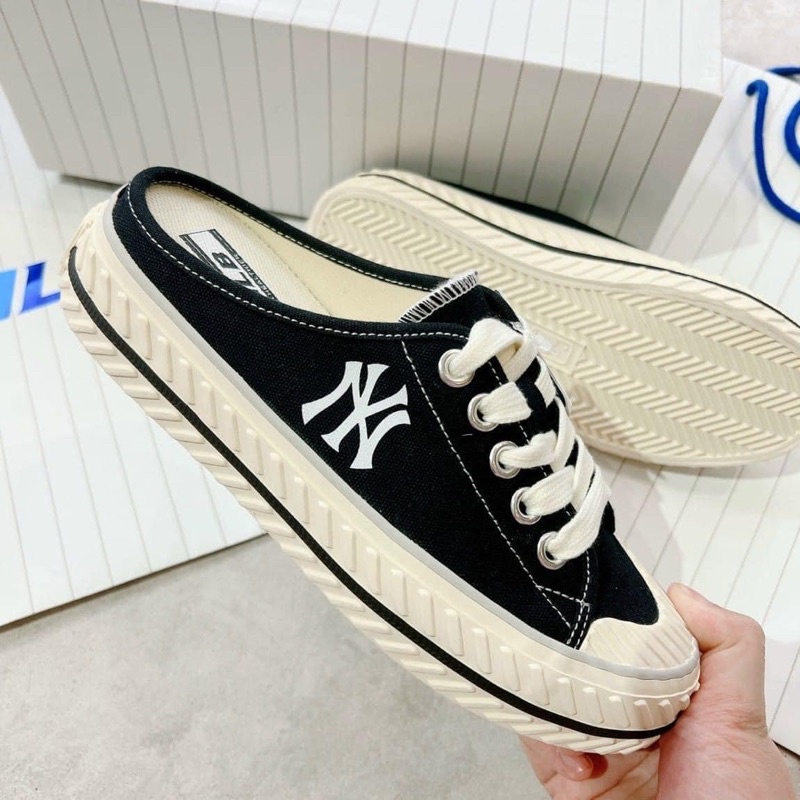 Giày đạp gót MLB đen basic bản mới