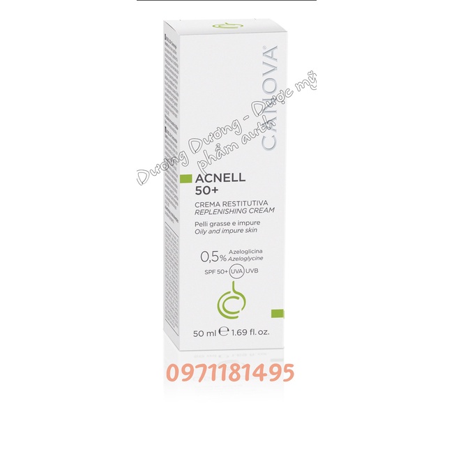 Kem ngừa mụn ban ngày dành cho da mụn, nhạy cảm CANOVA Acnell 50+ 50ml [Chính Hãng]