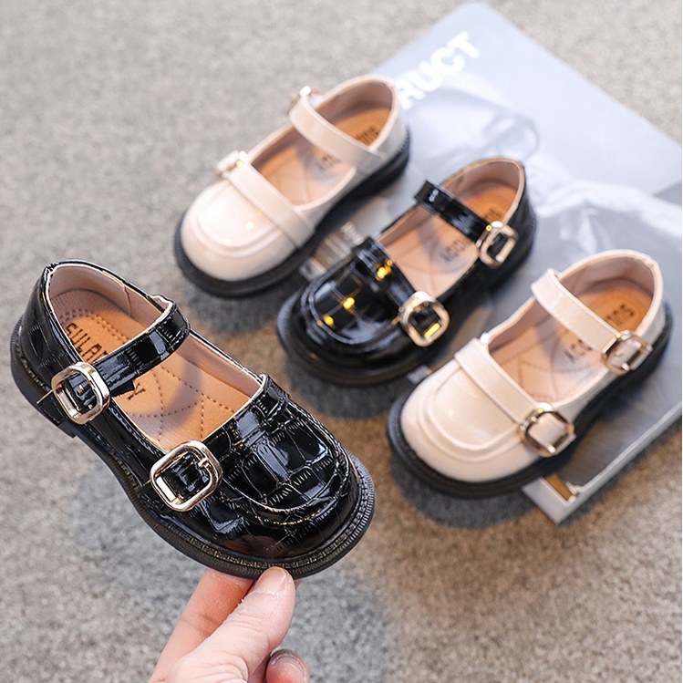 Giày búp bê bé gái - Giày lười chất da PU siêu mềm nhẹ phối 2 quai dán cực xinh đế chống trơn phong cách Hàn Quốc FL17