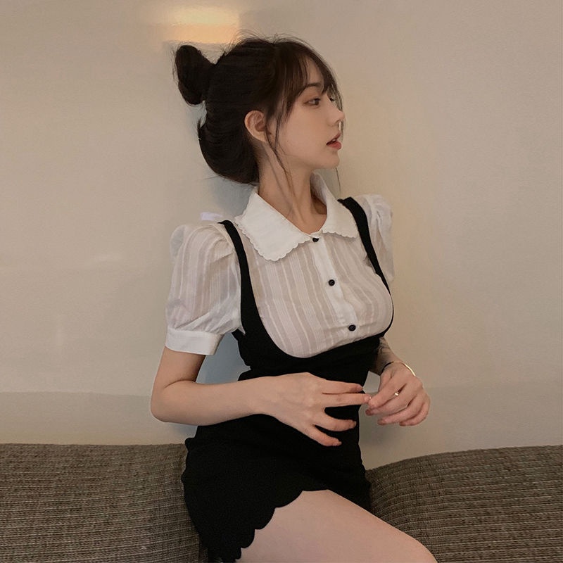 Đầm Body Ngắn Tay Phồng Giả Hai Lớp Thời Trang Mùa Hè Dành Cho Nữ