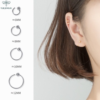 Khuyên tai bạc unisex TLEE móc bi basic cá tính TLEE JEWELRY B0213