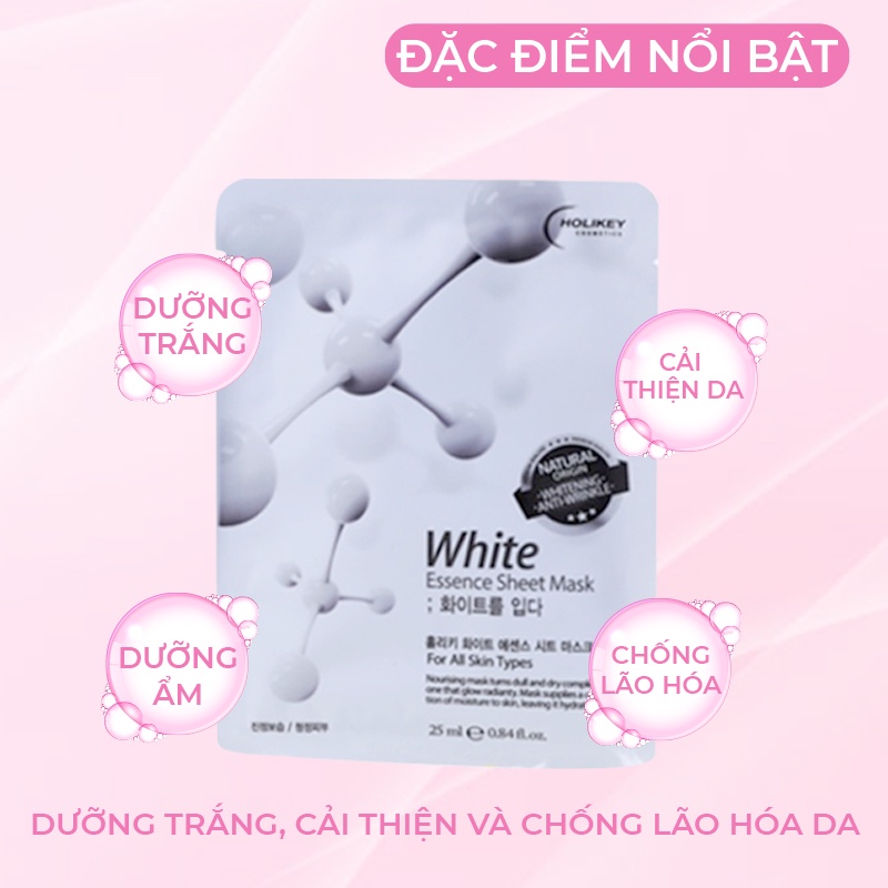 Mặt nạ giấy dưỡng da HOLIKEY Hàn Quốc White giúp làm trắng da / cung cấp khoáng chất và làm mềm mịn da lẻ miếng 25ml