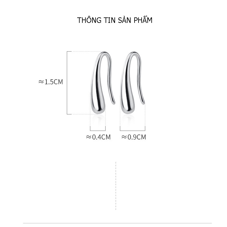 Khuyên tai dáng trơn kiểu móc cá tính - Bảo Ngọc Jewelry B2618