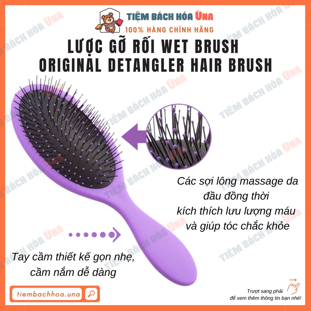 Lược gỡ rối Wet Brush Pro Detangle Hair Brush Flex Bristles giảm rụng giúp tóc dày và bóng khoẻ