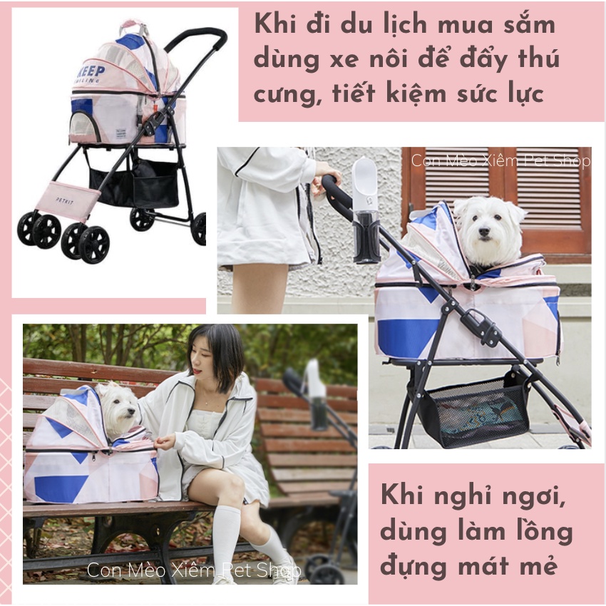 Xe nôi đẩy thú cưng Petkit tháo rời gấp gọn, phụ kiện cho thú cưng thiết bị du lịch cho chó mèo Con Mèo Xiêm