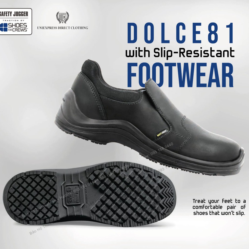 Giày bảo hộ lao động Jogger Dolce S3-SRC giày xỏ không dây tiện lợi, chống trơn trượt (đen) - Bảo Hộ Thinksafe