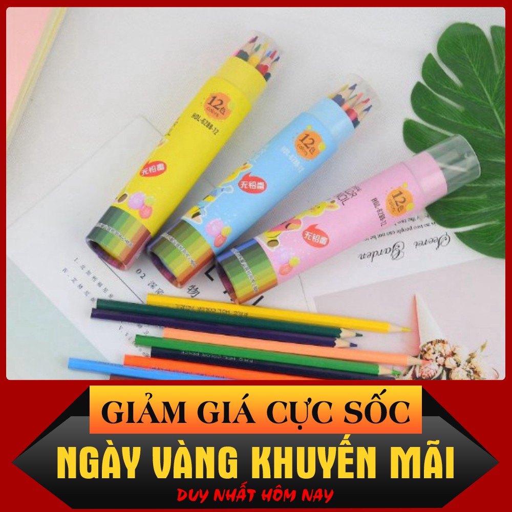 (Mua Ngay)  Combo 12 bút chì màu cho bé (ko chuốt) - 6900 (Rẻ Bất Ngờ)