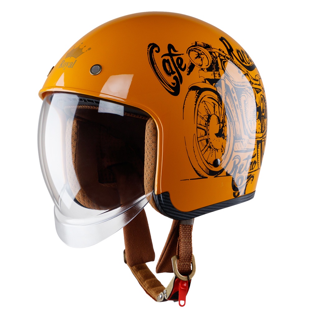Mũ bảo hiểm 3/4 kính âm Royal M139 vàng bóng V7