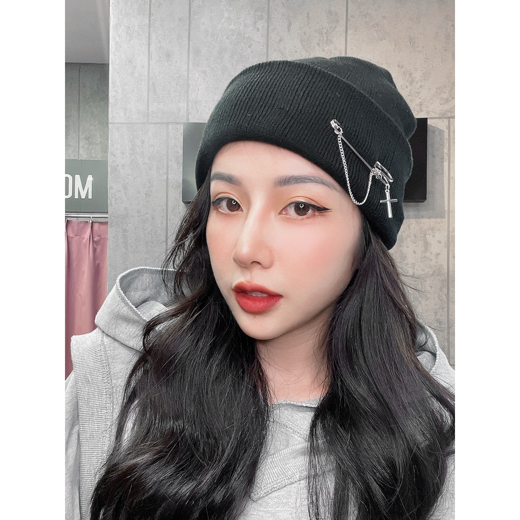 Mũ Nón Len Beanie Phong Cách Kim Băng Chữ Thập - Mã Số: MBK2827