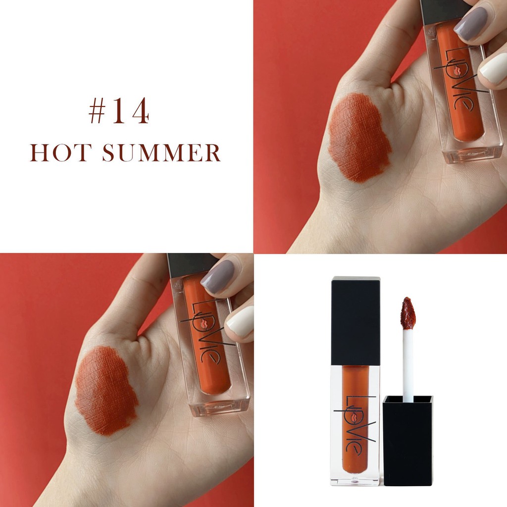 Son Kem Lipvie Matte Liquid Lipstick Màu Cam Cháy [#14 -  SUMMER] Không Chì Siêu Mềm Mịn 4,5g