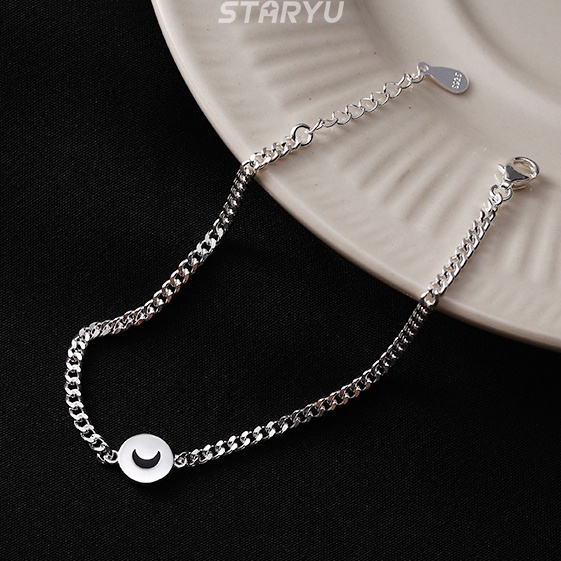 Vòng tay bạc S925 mặt trăng và mặt trời có thể điều chỉnh được